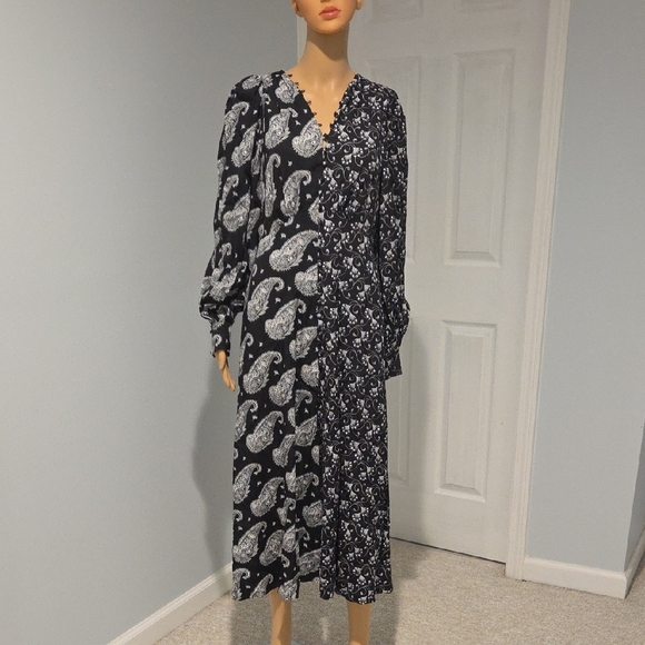 Ted Baker Black and White Ruffled Wrap Maxi Dress - Picture 1 of 10